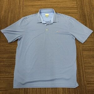 Greg Norman Collection Navy and Blue Striped Polo Shirt Golf Collared